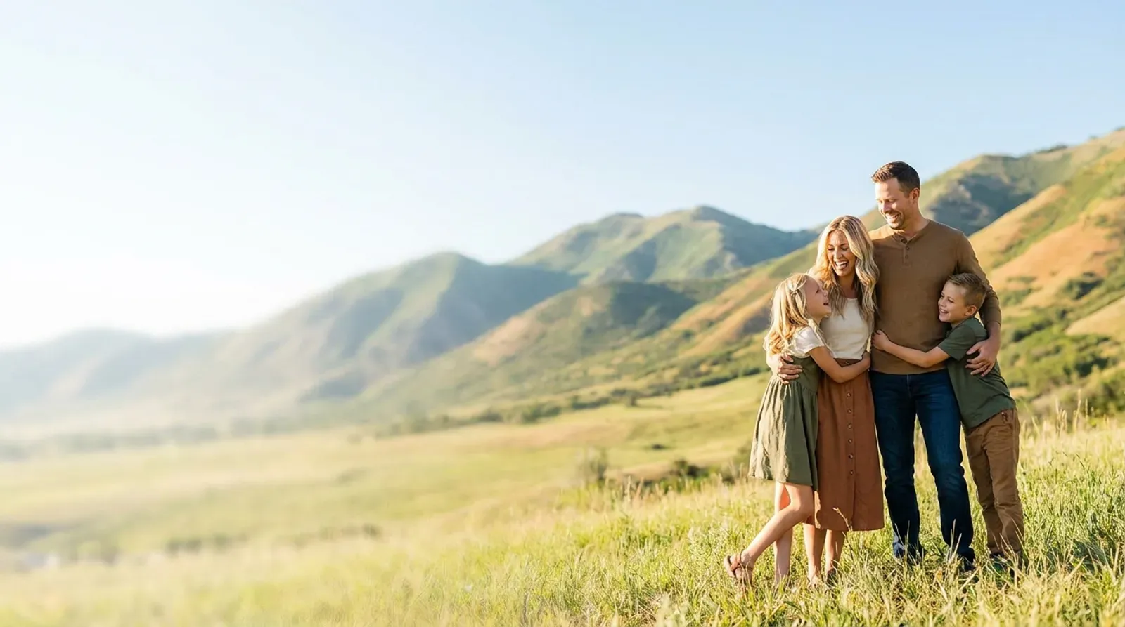 Happy family outdoors in Utah